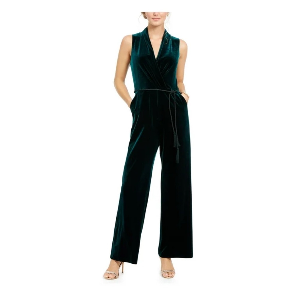 Vince Camuto Dark Green Belted Jumpsuit